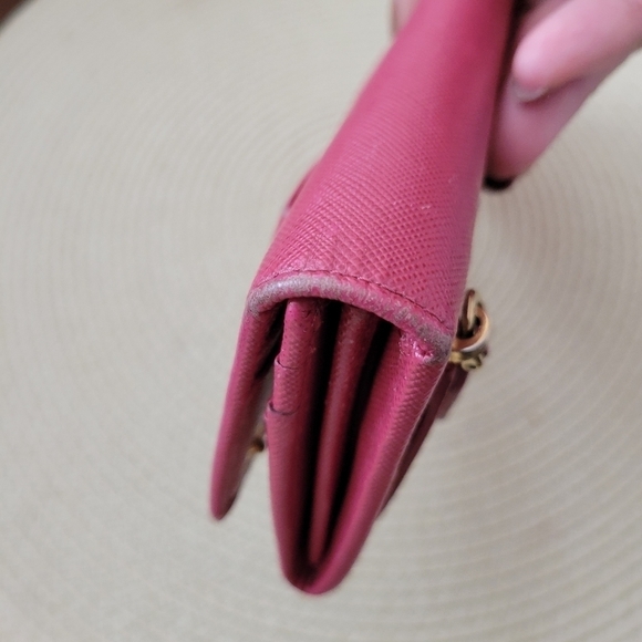 Prada Saffiano Fiocco Leather Bow Continental Flap Wallet Pink Peonia - Picture 11 of 14